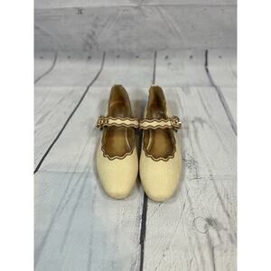 DV by Dolce Vita Melora Mary Jane Flats Scalloped Buckle Cream Beige Shoes 7.5